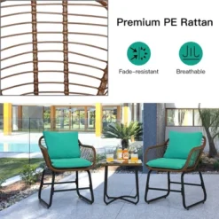 Costway 3PCS Patio Rattan Bistro Set Cushioned Chair Glass Table Deck WhiteTurquoise 15 Costway 3PCS Patio Rattan Bistro Set Cushioned Chair Glass Table Deck WhiteTurquoise -Outdoor Garden Store GUEST e62d30df 5702 4ed3 a8f3 3251f391ddaf