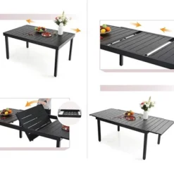 9pc Patio Set With Steel Expandable Table & Stackable Sling Chairs - Captiva Designs