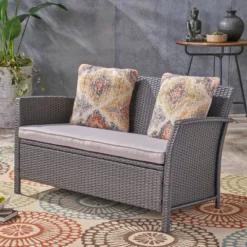 St. Lucia Wicker Loveseat - Gray - Christopher Knight Home -Outdoor Garden Store GUEST e66f1fce 27cd 4583 9a0f 393d732650dd