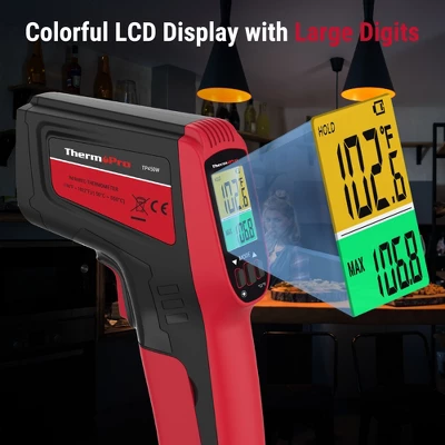ThermoPro TP450W Dual Laser Temperature Gun For Cooking, Digital Infrared Thermometer For Pizza Oven Grill, Laser Thermometer Gun 2 ThermoPro TP450W Dual Laser Temperature Gun For Cooking, Digital Infrared Thermometer For Pizza Oven Grill, Laser Thermometer Gun - Image 2