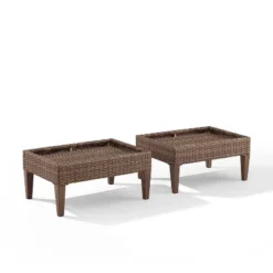 Capella 2pk Outdoor Wicker Ottomans - Cream/Brown - Crosley -Outdoor Garden Store GUEST e6ae4141 5f02 4bfc aea7 54caef132b7c