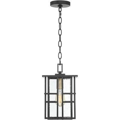 Possini Euro Design Arley Modern Outdoor Hanging Light Black Geometric Frame 12 1/2" Seedy Glass For Post Exterior Barn Deck House Porch Yard Patio 6 Possini Euro Design Arley Modern Outdoor Hanging Light Black Geometric Frame 12 1/2" Seedy Glass For Post Exterior Barn Deck House Porch Yard Patio - Image 6