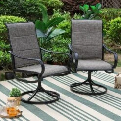 Patio Set With Steel Table With 1.57" Umbrella Hole & Steel Swivel Sling Arm Chairs - Captiva Designs -Outdoor Garden Store GUEST e71f923b 385d 4888 8dea 069304826e72