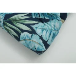 Set Of 2 Outdoor/Indoor Deluxe Tufted Chair Pads Tortola Midnight Blue - Pillow Perfect