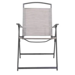 5pc Outdoor Steel Dining Set With Folding Chairs & Square Glass Table Top Beige - Crestlive Products -Outdoor Garden Store GUEST e78e2fdc 4a1b 45db 95f3 8d3f466b87a4