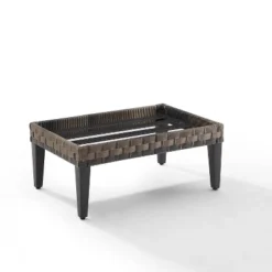 Prescott Outdoor Wicker Ottoman - Taupe/Brown - Crosley -Outdoor Garden Store GUEST e7ab1efc 1c34 449f 9c85 8720923bd66a