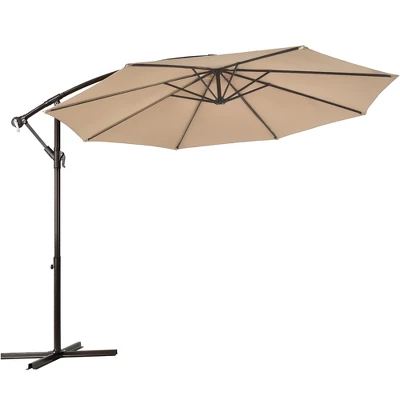 Costway 10FT Patio Offset Hanging Umbrella Easy Tilt Adjustment 8 Ribs Backyard BurgundyBeigeTanBlue 8 Costway 10FT Patio Offset Hanging Umbrella Easy Tilt Adjustment 8 Ribs Backyard BurgundyBeigeTanBlue - Image 8