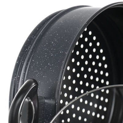 Gibson Home Leighton 3 Piece 8.5 Quart Steel Nonstick Pasta Pot With Steamer In Black 4 Gibson Home Leighton 3 Piece 8.5 Quart Steel Nonstick Pasta Pot With Steamer In Black - Image 4