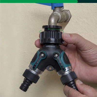 Jardinax 2-Way Water Hose Connector - Universal And Adjustable 1 Jardinax 2-Way Water Hose Connector - Universal And Adjustable
