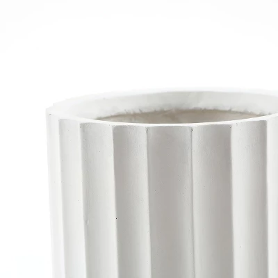 LuxenHome White 24.88" Tall Round MgO Planter 2 LuxenHome White 24.88" Tall Round MgO Planter - Image 2