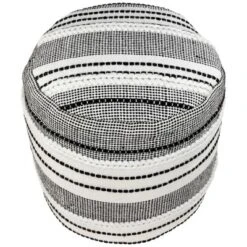Northlight 18" White And Black Striped Outdoor Woven Pouf Ottoman -Outdoor Garden Store GUEST eaac15e9 4af7 449a ae98 8ac47da3a22d