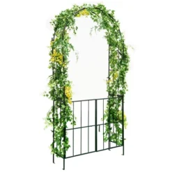 Costway Garden Arch Arbor Trellis With Gate 7.5 Ft Patio Archway Pergola For Wedding -Outdoor Garden Store GUEST ead84ec3 630f 474d b5f2 55125a32a5da