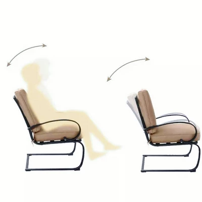 Captiva Designs 7pc Outdoor Dining Set With C-Spring Motion Chairs & Metal Table With Umbrella Hole 6 Captiva Designs 7pc Outdoor Dining Set With C-Spring Motion Chairs & Metal Table With Umbrella Hole - Image 6