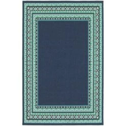 Marlowe Border Patio Rug Navy/Green -Outdoor Garden Store GUEST eb0c97db 0b27 4053 8b8d 1999839b0a1e