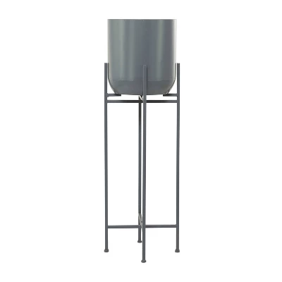 Olivia & May Modern Metal Planter Pot Gray 8 Olivia & May Modern Metal Planter Pot Gray - Image 8