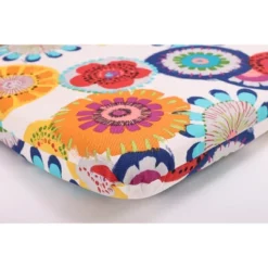 2pc Crosby Floral Outdoor Rounded Corners Chair Cushions - Pillow Perfect