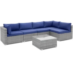 Costway 6 PCS Patio Conversation Sofa Set Outdoor Rattan Furniture Cushioned Seat Navy 17 Costway 6 PCS Patio Conversation Sofa Set Outdoor Rattan Furniture Cushioned Seat Navy -Outdoor Garden Store GUEST ec4ad392 72da 4b13 a8ba 180906c1ac22