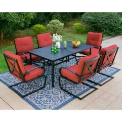 Captiva Designs 7pc Outdoor Dining Set With C-Spring Motion Chairs & Metal Table With Umbrella Hole 33 Captiva Designs 7pc Outdoor Dining Set With C-Spring Motion Chairs & Metal Table With Umbrella Hole -Outdoor Garden Store GUEST ef4f287c fe2b 4bcb 92fa 8a09df55954f