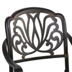 Outsunny Outdoor Furniture Cast Aluminum Dining Set For 4, Round Patio Table And Chairs W/ Umbrella Hole, Stackable Design, Adjustable Feet, Bronze -Outdoor Garden Store GUEST efb850ce 9156 495d 8f21 6aba9f26b999