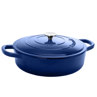 Crock-Pot Crock Pot Artisan Enameled 5 Quart Cast Iron Round Braiser Pan With Self Basting Lid In Sapphire Blue 7 Crock-Pot Crock Pot Artisan Enameled 5 Quart Cast Iron Round Braiser Pan With Self Basting Lid In Sapphire Blue - Image 7