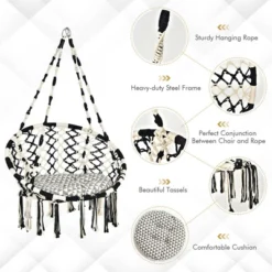 Costway Hanging Hammock Chair With Cushion Macrame Swing Cotton Rope Indoor Outdoor 12 Costway Hanging Hammock Chair With Cushion Macrame Swing Cotton Rope Indoor Outdoor -Outdoor Garden Store GUEST f0864a29 994d 4751 8d16 d7a13e565553