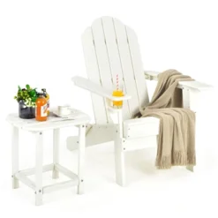 Tangkula Patio 2PCS Adirondack Chair Side Table Set Outdoor Chair Set With End Table Weather Resistant Cup Holder For Backyard Garden White -Outdoor Garden Store GUEST f0967f33 46fb 4485 9909 5e0d99789d5e