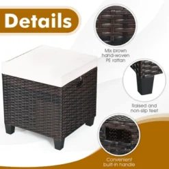 Costway 2PCS Patio Rattan Ottoman Cushioned Seat Beige -Outdoor Garden Store GUEST f0decbbf 27f4 4e4d 9d9e 4826b7707178