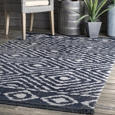 NuLOOM Zaria Diamond Tiles Fringed Indoor/Outdoor Patio Area Rug 1 NuLOOM Zaria Diamond Tiles Fringed Indoor/Outdoor Patio Area Rug
