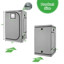 Costway 5x5 Grow Tent, 60''x60''x80'' High Reflective Mylar W/Observation Window GrayBlack -Outdoor Garden Store GUEST f243dcbb 3647 49e4 8891 a913b9b1021c