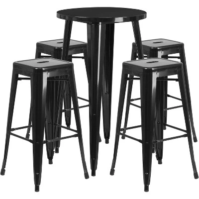 Merrick Lane Patio Set With Table And Backless Stools - Powder Coated Metal Frames For Indoor And Outdoor Use 11 Merrick Lane Patio Set With Table And Backless Stools - Powder Coated Metal Frames For Indoor And Outdoor Use - Image 11