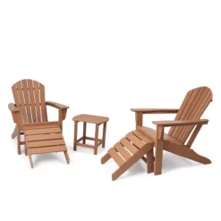 5pk Plastic Resin Adirondack Chair With Side Table & Ottoman - EDYO LIVING -Outdoor Garden Store GUEST f3fac928 d512 4318 9330 b312e48b1e81