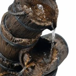 Teamson Home Outdoor Vintage 3-Tier Cascading Barrel Waterfall Fountain, Brown -Outdoor Garden Store GUEST f5823a80 f7a8 49c5 8c81 35ca371ee1dd