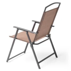 5pc Outdoor Steel Dining Set With Folding Chairs & Square Glass Table Top Brown - Crestlive Products -Outdoor Garden Store GUEST f6097593 5dec 48b0 be33 cff67dbeac45