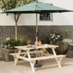 Gardenised Outdoor Wooden Patio Deck Garden 6-Person Picnic Table, For Backyard, Garden -Outdoor Garden Store GUEST f7032a98 71fe 43df b013 484e7b3648de