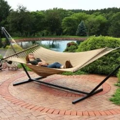 Sunnydaze Decor Sunnydaze Large Double Wide Two-Person Polyester Rope Hammock With Spreader Bars - 600 Lb Weight Capacity -Outdoor Garden Store GUEST f717ca0f 32c3 4424 8d5c 12f884aca55c