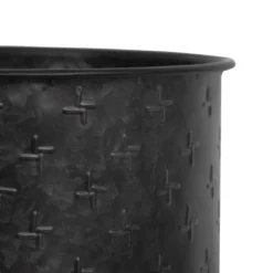 Black Galvanized Metal Planter With Wood Base - Foreside Home & Garden