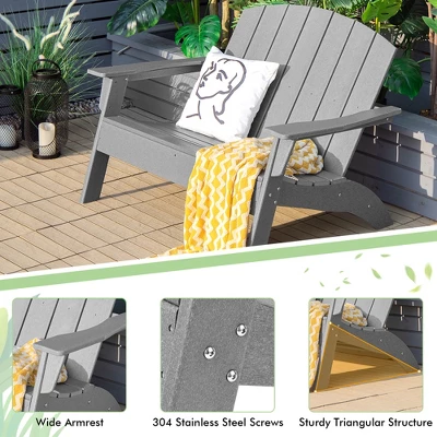 Costway Patio Adirondack Chair Loveseat Bench HDPE Weather Resistant Deck Grey 5 Costway Patio Adirondack Chair Loveseat Bench HDPE Weather Resistant Deck Grey - Image 5