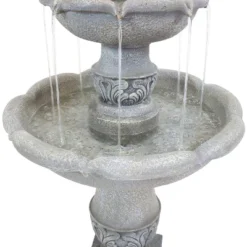 Sunnydaze Decor Sunnydaze 50"H Electric Fiberglass Reinforced Concrete 2-Tier French Garden Design Outdoor Water Fountain, Dusty Gray -Outdoor Garden Store GUEST f7f8a7fa f77e 4e20 8175 d8640287e5b1