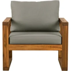 Galia 2pc Square Leg Acacia Wood Chair And Ottoman With Cushions - Brown - Saracina Home -Outdoor Garden Store GUEST f862c995 9ccc 4778 bd23 a9d1f46b9f67