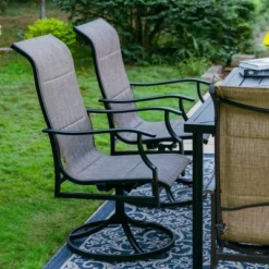 7pc Outdoor Dining Set With With Padded Sling Chairs & Metal Rectangle Table With Umbrella Hole - Captiva Designs -Outdoor Garden Store GUEST f8a44b48 3442 4ce7 b513 1f2df04c3112