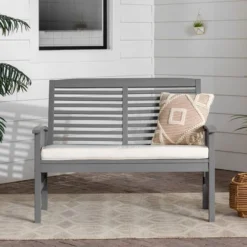 Ravenscroft Modern Boho Acacia Wood Slatted Outdoor Loveseat With Cushion - Saracina Home 24 Ravenscroft Modern Boho Acacia Wood Slatted Outdoor Loveseat With Cushion - Saracina Home -Outdoor Garden Store GUEST f8d474ed ee58 4568 8446 360382d2da01