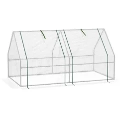 Outsunny Portable Mini Greenhouse With Large Zipper Doors, Outdoor Garden With Water/UV PE Cover, 6' X 3' X 3', White -Outdoor Garden Store GUEST f9c17ec5 9894 47b6 bd4b 2e92eaac46f1
