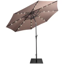 Costway 9ft Market Patio Umbrella W/Solar Lights & 40 LBS Steel Umbrella Stand -Outdoor Garden Store GUEST fa34890e e82a 4d74 8fa3 47972f9b6b06