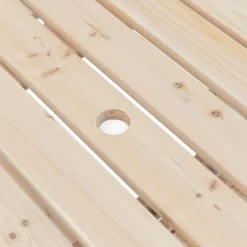 Gardenised Wooden Outdoor Patio Garden Round Picnic Table With Bench, 8 Person- Natural -Outdoor Garden Store GUEST fa52b5b3 382a 4f81 ac95 b43d1ed526d7