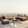 Biscayne 6pc Outdoor Wicker Sectional Set With Fire Pit - Crosley