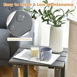 Costway 2PCS Patio Adirondack Chair Side Table Set Solid Wood Garden Deck Grey -Outdoor Garden Store GUEST faf7c960 3ca7 4999 b1d6 6f716b98065d