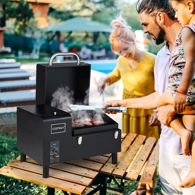 Costway Electric Wood Pellet Grill And Smoker Tabletop W/ Temperature Probe 2 Costway Electric Wood Pellet Grill And Smoker Tabletop W/ Temperature Probe - Image 2