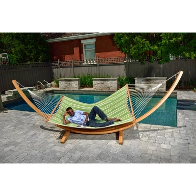 Vivere 15ft Arc Hammock Stand - Pine Color 3 Vivere 15ft Arc Hammock Stand - Pine Color - Image 3