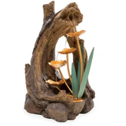 Wind & Weather Realistic Indoor/Outdoor Woodland Stump Fountain With Metal Lily Pads -Outdoor Garden Store GUEST fcb08ce2 73c6 4b0b b23c 9700c6441207