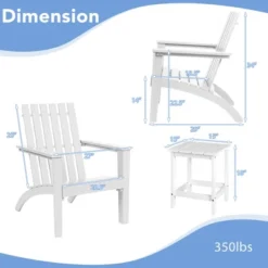 Costway 3PCS Patio Adirondack Chair Side Table Set Solid Wood Garden Deck White -Outdoor Garden Store GUEST fcddf072 9b04 435d 91fb 07ccb5d4ab61